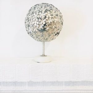 Marble and Silver Metal Flower Distressed Globe